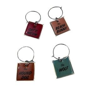 Tie One On Wine Charms Set of 4 Animal Theme Cocktail Party Holiday Gatherings